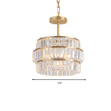 Modern Brass Chandelier With Cut Crystal Suspension And 3 Bulbs