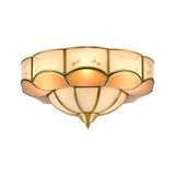 Vintage Flush Mount Lamp With Frosted Glass Panel & Multiple Light Options