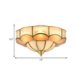 Vintage Flush Mount Lamp With Frosted Glass Panel & Multiple Light Options