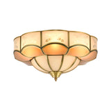 Vintage Flush Mount Lamp With Frosted Glass Panel & Multiple Light Options