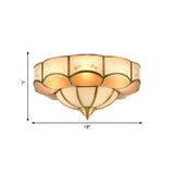 Vintage Flush Mount Lamp With Frosted Glass Panel & Multiple Light Options