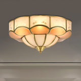 Vintage Flush Mount Lamp With Frosted Glass Panel & Multiple Light Options 6 / Brass
