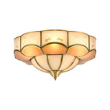 Vintage Flush Mount Lamp With Frosted Glass Panel & Multiple Light Options