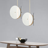 Modern Gold Led Pendant Light With Round Amber Glass Shade For Dining Room