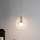 Modernist Gold Orb Pendant Lamp - Clear Glass Suspension Light For Dining Room