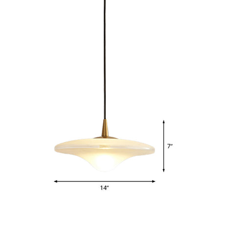 White Glass Contemporary Flare Pendant Lamp For Down Lighting In Restaurants - 1 Bulb