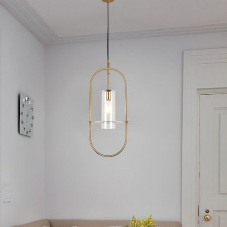 Gold Modernist Cylinder Pendant Light For Living Room Ceiling