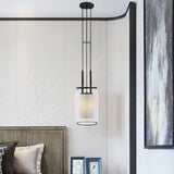 Modern Black Hanging Pendant Light With Clear Glass Shade For Bedroom