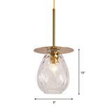 Minimalist Gold Dimple Glass Teardrop Pendant - Perfect For Restaurants