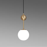 Simple Brass Hanging Pendant: Bedroom Suspension Light With Milk Glass Shade