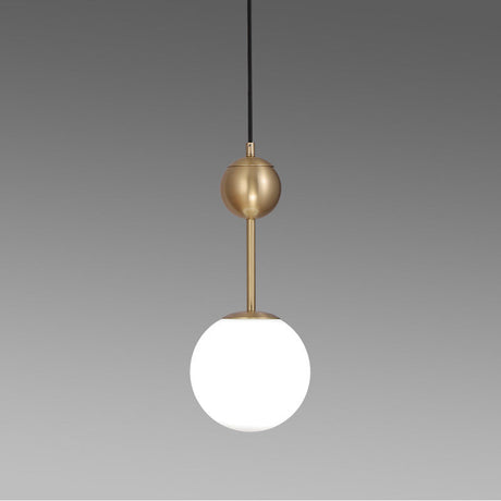 Simple Brass Hanging Pendant: Bedroom Suspension Light With Milk Glass Shade