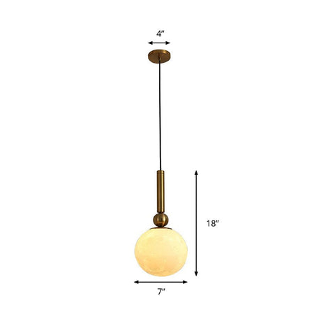 Gold Led Bedroom Pendant Lamp With Frosted Glass Shade