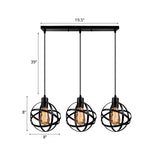 Spherical Pendant Light Fixture - Industrial Black Metal Hanging With Wire Guard Ideal For Dining