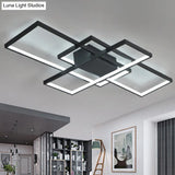 35.5/43 Wide Black/White Led Acrylic Semi Flush Mount Ceiling Light With Warm/White
