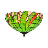 Baroque Cut Glass Domed Flush Mount Lighting Fixture With 3 Green Lights For Corridor