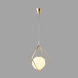 Minimalist Gold Pendant Light - 1 Head Led Down Lighting For Bedroom 10.5/16 W