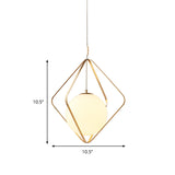 Minimalist Gold Caged Pendant Light - Led Down Lighting For Bedroom (1 Head 10.5’/16’ W)