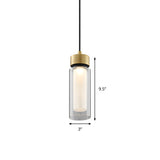 Sleek Simplicity: 1-Light Black & Gold Cylindrical Led Mini Pendant With Clear Glass Shade