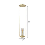 Modern Gold Restaurant Pendant Light With Clear Glass Shade - 1 Bulb Suspension Fixture