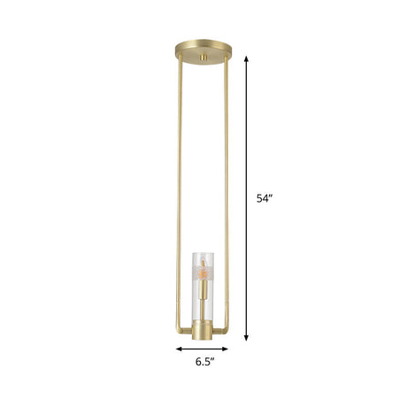 Modern Gold Restaurant Pendant Light With Clear Glass Shade - 1 Bulb Suspension Fixture