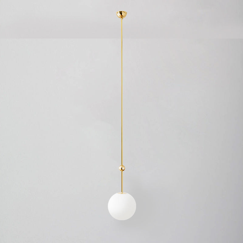 Modern Gold Led Pendant Light With Milk Glass Shade - 39/47 H