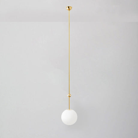 Modern Gold Led Pendant Light With Milk Glass Shade - 39/47 H