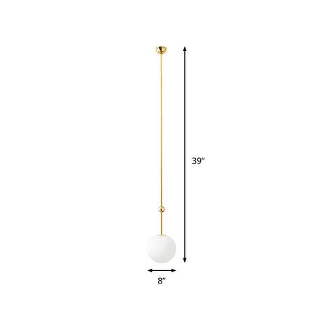 Modern Gold Led Pendant Light With Milk Glass Shade - 39/47 H