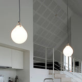 White Glass Minimalist Sphere Pendant Light For Restaurants - 1 Head 7/10 Wide