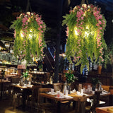 Industrial Metal Chandelier With 4 Green Head Plant Decorations - Hanging Pendant Light Fixture