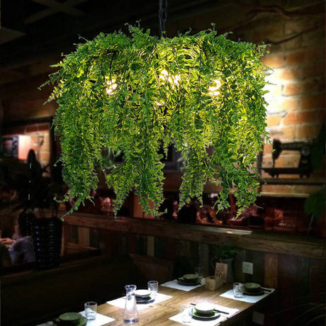 Industrial Green Plant Design Metal Chandelier Light Fixture - 5 Lights 21.5’/25.5’ Wide
