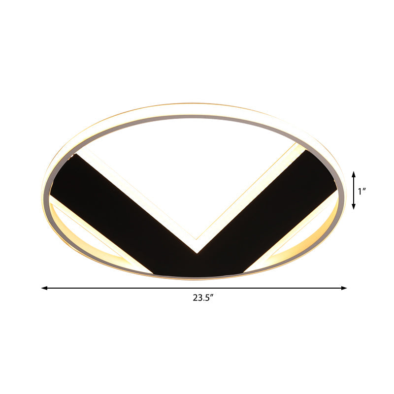 V-Shaped Ceiling Light - Modern Acrylic & Black Creative Bedroom Lighting Fixture 16/19.5/25.5