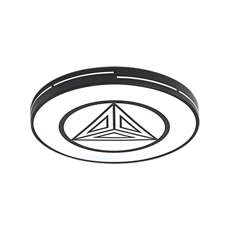 Modern Triangle Acrylic Round Flush Mount Ceiling Light - Black & White