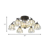 Tiffany Style Frosted Glass Semi-Flush Mount Light With Domed/Cone/Bell Shades - 9/11 Lights