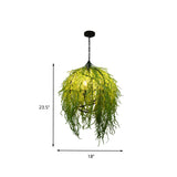 Green Metal Industrial Pendant Light Fixture - 3/4 Bulbs 18 Or 21.5 Wide Led Hanging Lamp Kit For