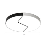 Modern Black And White Round Flushmount Metal 2-Light Led Ceiling Light - 19.5 W Warm/White