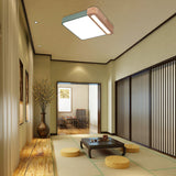 Nordic Square Acrylic Flush Light 12/16 Led Surface Ceiling Lamp In Grey/White/Red With Wood Guard -