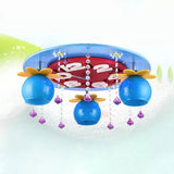 Crystal Wood Kid Bedroom Ceiling Mount Light With 3 Head Creative Lamp Blue