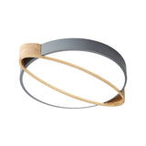 Nordic Acrylic Ceiling Mount Lamp With Led Flushmount Lighting In White/Green/Grey Oval Wood Insert