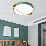 Nordic Acrylic Ceiling Mount Lamp With Led Flushmount Lighting In White/Green/Grey Oval Wood Insert