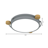 Nordic Orbital Led Ceiling Fixture - 16/19.5/23.5 Wide Flush Mount Lamp In Green/Grey/White-Wood
