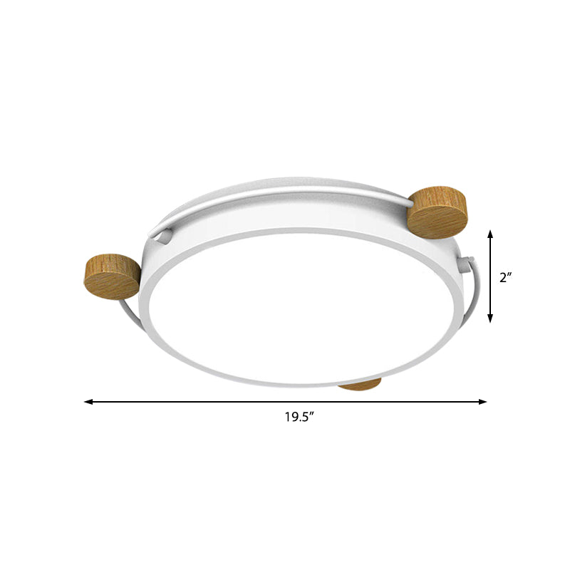 Nordic Orbital Led Ceiling Fixture - 16/19.5/23.5 Wide Flush Mount Lamp In Green/Grey/White-Wood