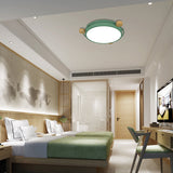 Nordic Orbital Led Ceiling Fixture - 16/19.5/23.5 Wide Flush Mount Lamp In Green/Grey/White-Wood