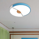 Modern Metal Flush Light With Integrated Led Bulb Black/Pink/Yellow Ceiling Mounted Lamp Multiple