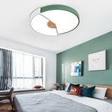 Modern Metal Flush Light With Integrated Led Bulb Black/Pink/Yellow Ceiling Mounted Lamp Multiple