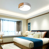 Nordic Iron Grey/White/Green Led Ceiling Light With Wood Grip - 12/16/19.5 Wide
