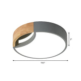 Nordic Iron Grey/White/Green Led Ceiling Light With Wood Grip - 12/16/19.5 Wide