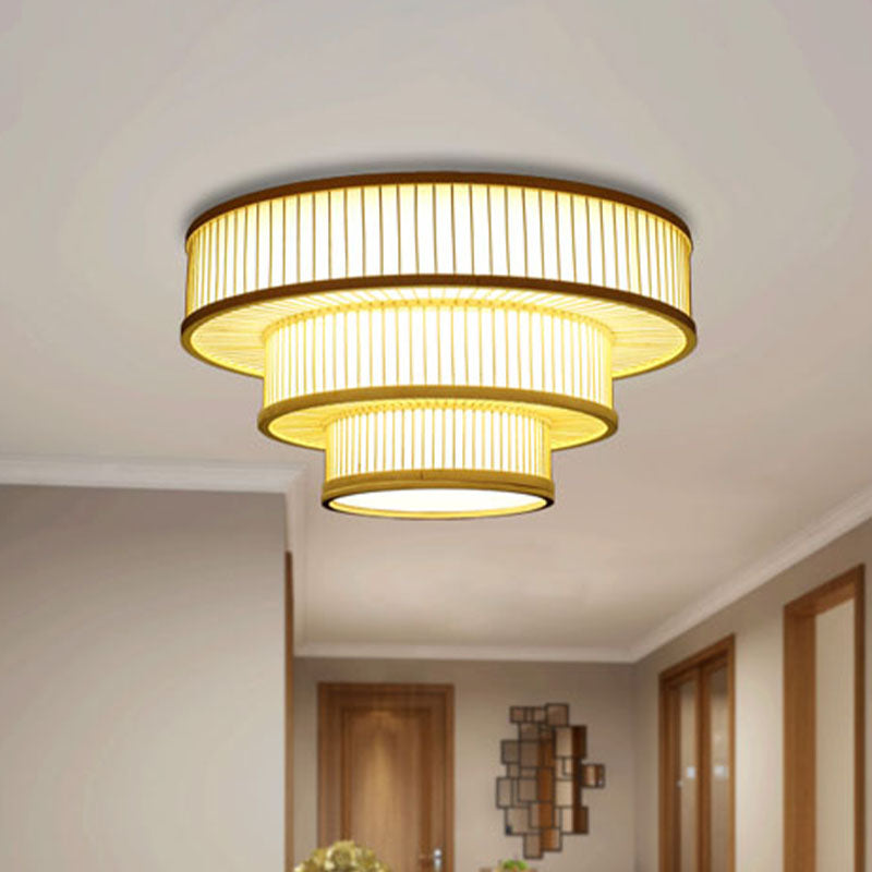 Beige Led Bamboo Ceiling Light For Bedroom - Flush Mount Fixture
Or
Flush Shade
