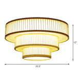 Beige Led Bamboo Ceiling Light For Bedroom - Flush Mount Fixture
Or
Flush Shade