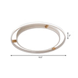 Nordic Dual Circle Led Ceiling Flush Light With Wood Arm - White/Green/Grey Thin Flushmount Lighting