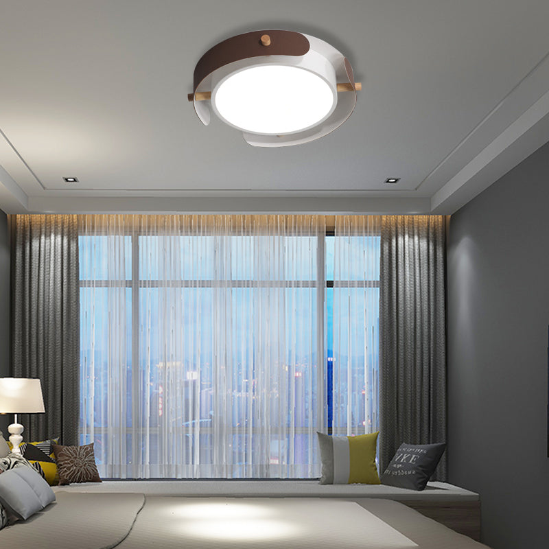 Nordic Acrylic Led Flush Mount Ceiling Light Fixture In White/Distressed White - 16/19.5 Dia